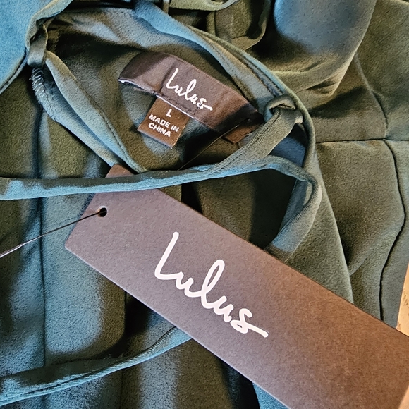 Lulus Stylish Grace Emerald Backless Lace-Up Ruffled Maxi Dress, Size Large - Picture 10 of 10